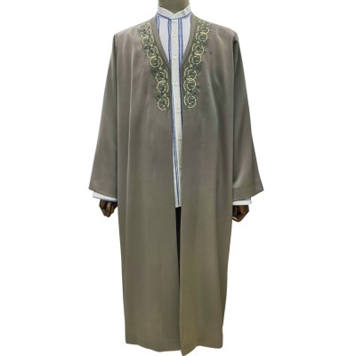 Buhara Yaka Nakışlı Cübbe - Yesil - Gold Nakış